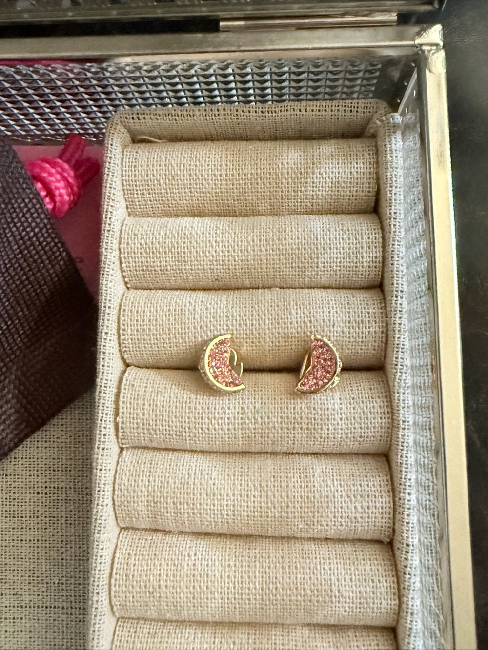 kate spade Pink Crescent Grapefruit Crystal Stud Earrings